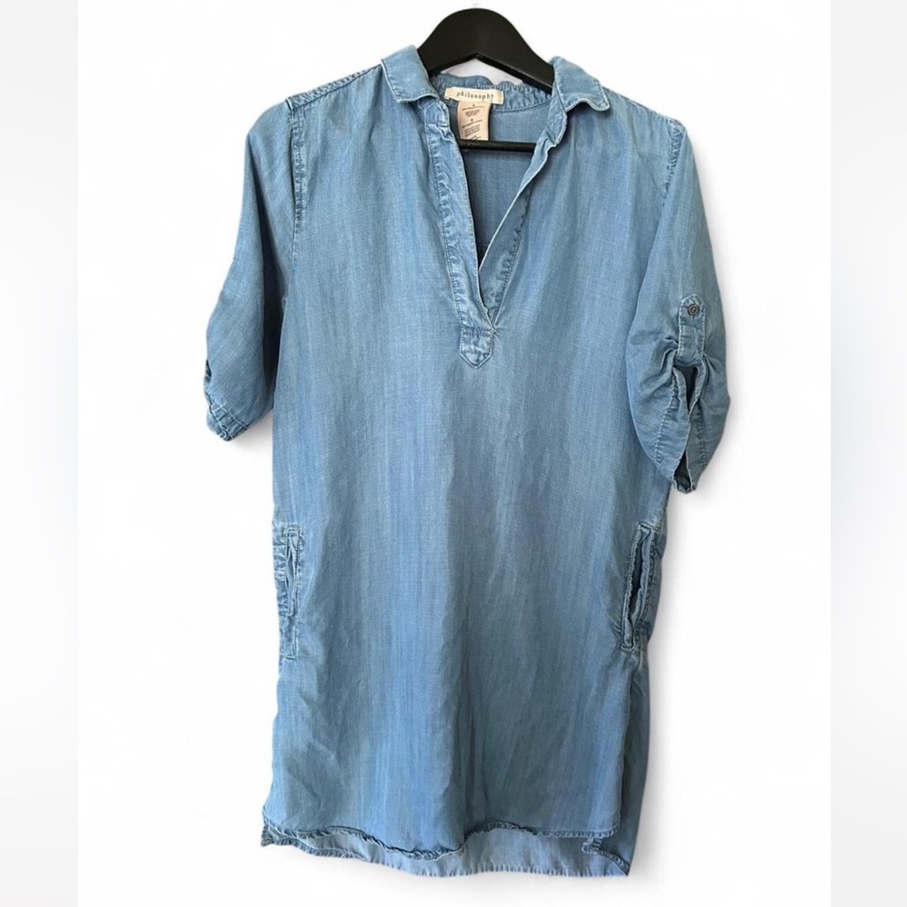 Philosophy Chambray Blue Mini Shirt Dress
